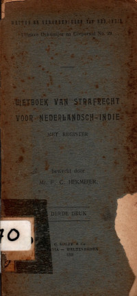 WETBOEK VAN STRAFRECHT VOOR NEDERLANDSCH-INDIE (4070)