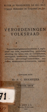 VERORDENINGEN VOLKSRAAD (4071)