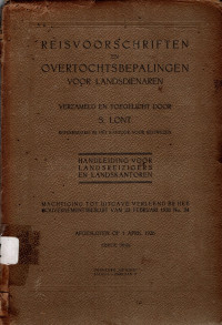 REISVOORSCHRIFTEN EN OVERTOCHTSBEPALINGEN VOOR LANDSDIENAREN (3901)