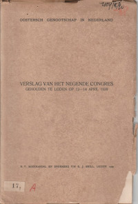 VERSLAG VAN HET NEGENDE CONGRES GEHOUDEN TE LEIDEN OP 12 - 14 APRIL 1939