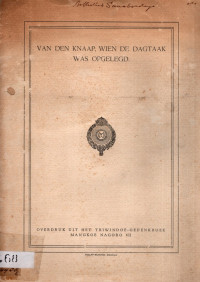 VAN DEN KNAAP, WIEN DE DAGTAAK WAS OPGELEGD (4468)