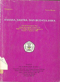 BAHASA, SASTRA, DAN BUDAYA JAWA