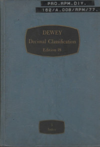 DEWEY DECIMAL CLASSIFICATION AND RELATIVE INDEX