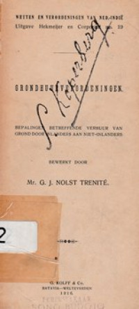 WETEN EN VERORDENINGEN VAN NED-INDIE : GRONDHUUR VERORDENINGEN