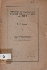 INDRUKKEN EN ERVARINGEN IN ENGELSCH-INDIE OP HET EIND VAN 1929 ( Overdruk uit 