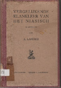 VERGELIJKENDE KLANKLEER VAN HET NIASISCH