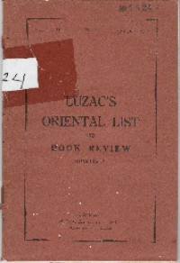 LUZAC'S ORIENTAL LIST AND BOOK REVIEW VOL. XLVIII NO. 2, APRIL - JUNE 1937