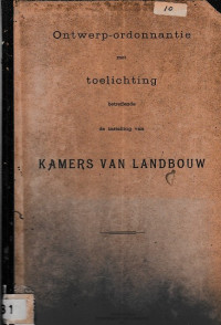ONTWERP-ORDONNANTIE MET TOELICHTING BETREFFENDE DE INSTELLING VAN KAMER VAN LANDBOUW (2431)