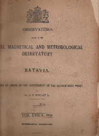 OBSERVATION MADE AT THE ROYAL MAGNETICAL AND METEOROLOGICAL OBSERVATORY AT BATAVIA VOL. LVII A, 1934