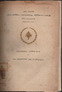 THE NINTH ALL-INDIA ORIENTAL CONFERENCE TRIVANDUM DECEMBER 1937