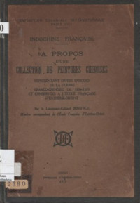 INDOCHINES FRANCAISE: A PROPOS D'UNE COLLECTIEN DE PEINTURES CHINOISES