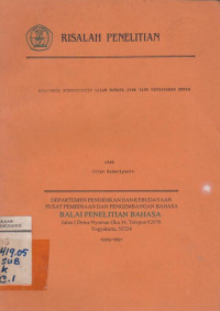 RISALAH PENELITIAN KONJUNGSI SUBORDINATIF DALAM BAHASA JAWA YANG MENYATAKAN SEBAB