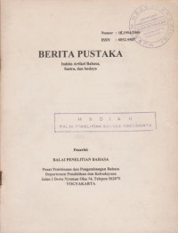 BERITA PUSTAKA INDEKS ARTIKEL BAHASA, SASTRA, DAN BUDAYA