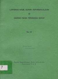 LAPORAN HASIL SURVAI KEPURBAKALAAN DI DAERAH NUSA TENGGARA BARAT