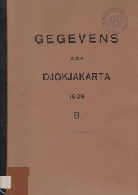 GEGEVENS OVER DJOKJAKARTA 1926 B