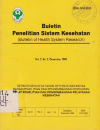 BULETIN PENELITIAN SISTEM KESEHATAN VOL.3 NO.2 1999