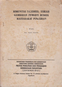 KOMUNITAS TALEDHEK SEBUAH GAMBARAN PEWARIS BUDAYA MASYARAKAT PINGGIRAN