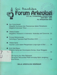 SERI PENERBITAN FORUM ARKEOLOGI NOMOR III TAHUN 2003