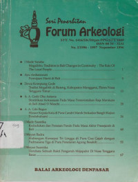 SERI PENERBITAN FORUM ARKEOLOGI NOMOR I TAHUN 1996