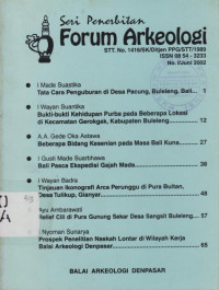 SERI PENERBITAN FORUM ARKEOLOGI NOMOR I TAHUN 2002