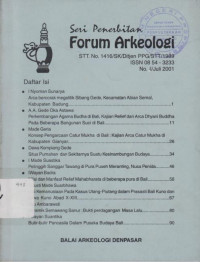 SERI PENERBITAN FORUM ARKEOLOGI NOMOR I TAHUN 2001