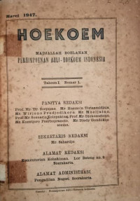 HOEKOEM : MADJALLAH BOELANAN PERHIMPOENAN AHLI-AHLI HOEKOEM INDONESIA MARET 1947 (A.28/1947)