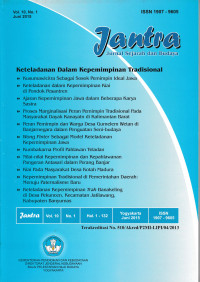 JANTRA JURNAL SEJARAH DAN BUDAYA VOL.10, NO.1 JUNI 2015