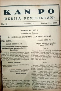 KAN PO (BERITA PEMERINTAH) NO.52 TAHOEN KE III BOELAN 10-2604 HINGGA NO.59 TAHOEN KE II BOELAN 1-2605 (A.43/1944)