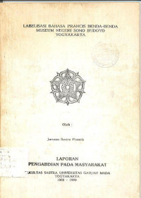 LABELISASI BAHASA PRANCIS BENDA - BENDA MUSEUM NEGERI SONO BUDOYO YOGYAKARTA