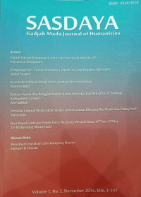 SASDAYA : GADJAH MADA JOURNAL OF HUMANITIES