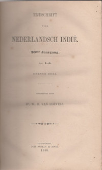 TIJDSCHRIFT VOOR NEDERLANDSCH INDIE 20 JAARGANG AFL. 1-6, EERSTE DEEL