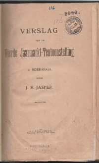 VERSLAG VAN DE VIERDE JAARMARKT-TENTOONSTELLING TE SOERABAJA
