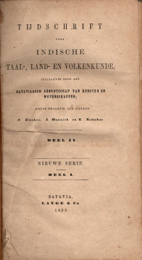 TIJDSCHRIFT VOOR INDISCHE TAAL-, LAND- EN VOLKENKUNDE (A.13/1855)