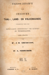 TIJDSCHRIFT VOOR INDISCHE TAAL-, LAND- EN VOLKENKUNDE (A.13/1898)