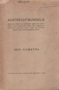 ADATRECHTBUNDELS XXVII : SUMATRA