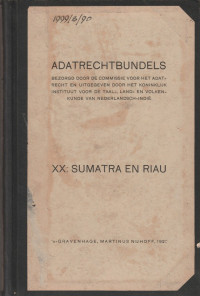 ADATRECHTBUNDELS XX : SUMATRA EN RIAU