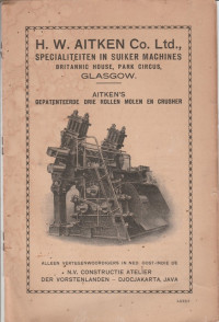 H. W. AITKEN CO. LTD., SPECIALITEITEN IN SUIKER MACHINES BRITANNIS HOUSE, PARK CIRCUS, GLASGLOW