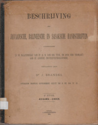 BESCHRIJVING DER JAVAANSCHE, BALINEESCHE EN SASAKSCHE HANDSCHRIFTEN 1 STUK : ADIGAMA-ENDER (36)