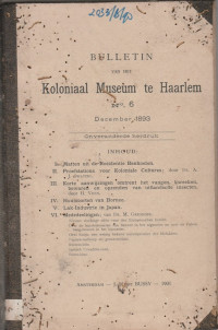BULLETIN VAN HET KOLONIAAL MUSEUM TE HAARLEM NO. 6 DECEMBER 1893