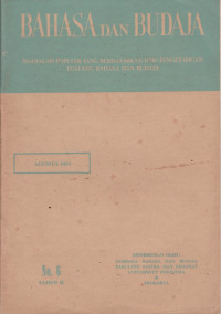 BAHASA DAN BUDAJA NO. 6 TAHUN II, AGUSTUS 1954