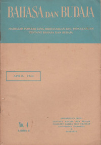 BAHASA DAN BUDAJA NO. 4 TAHUN II, APRIL 1954