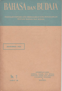 BAHASA DAN BUDAJA NO. 2 TAHUN III, DESEMBER 1954