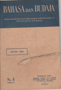BAHASA DAN BUDAJA NO. 5 TAHUN II, DJUNI 1954