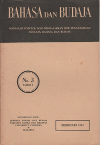 BAHASA DAN BUDAJA NO. 3 TAHUN I, PEBRUARI 1953