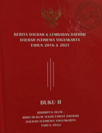 Berita Daerah & Lembaran Daerah Daerah Istimewa Yogyakarta Tahun 2016 & 2021 Buku I