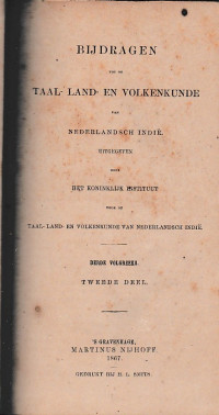 BIJDRAGEN TOT DE TAAL- LAND- EN VOLKENKUNDE VAN NEDERLANDSCH INDIE (A.3/1867)