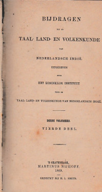 BIJDRAGEN TOT DE TAAL- LAND- EN VOLKENKUNDE VAN NEDERLANDSCH INDIE (A.3/1869)