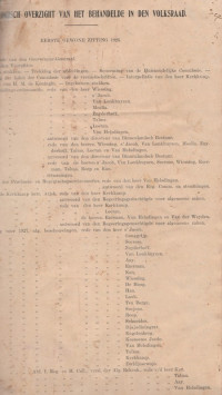 CHRONOLOGISCH OVERZICHT VAN HET BEHANDELDE IN DEN VOLKSRAAD : EERSTE GEWONE ZITTING 1926