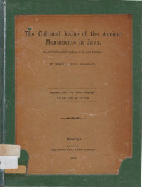 THE CULTURAL VALUE OF THE ANCIENT MONUMENTS IN JAVA ( Translated from the Proceedings of the Java Institute) Vol. LIV, 1925, pp. 227 - 236 (25)