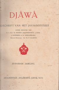 DJAWA TIJDSCHRIFT VAN HET JAVA-INSTITUUT NEGENTIENDE JAARGANG 1939